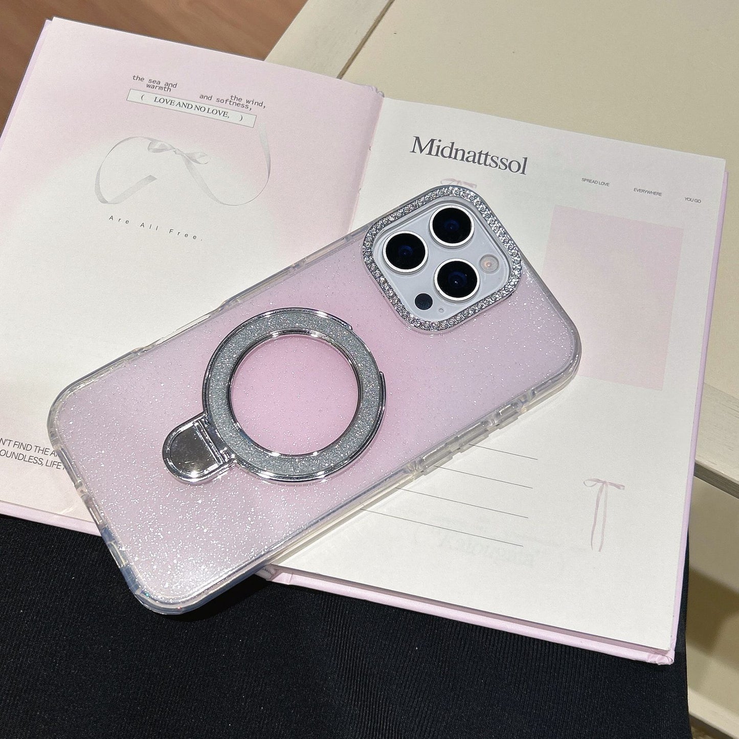 Epoxy Gradient Glitter With Rotating Bracket Mobile Phone Cases