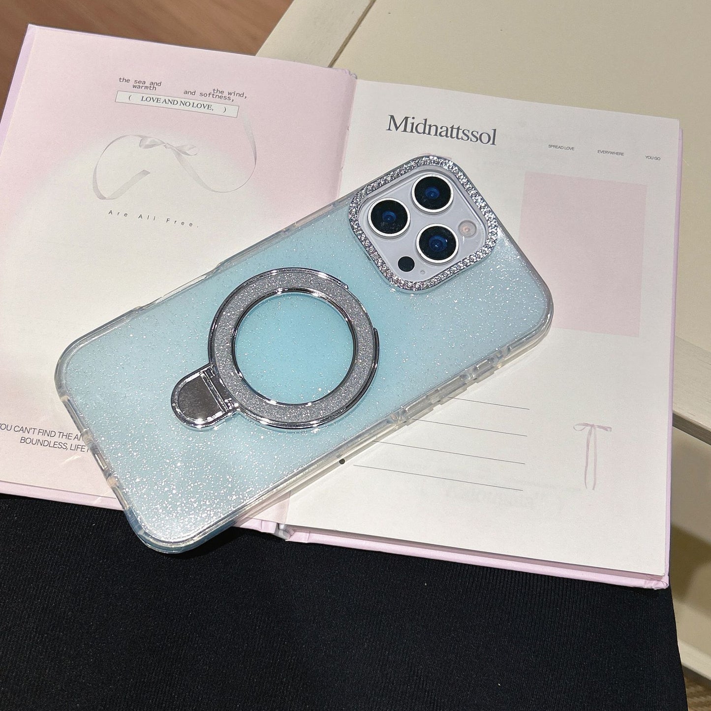 Epoxy Gradient Glitter With Rotating Bracket Mobile Phone Cases